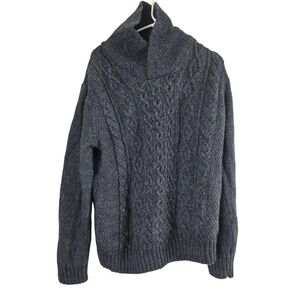 Immagini Sweater Men's L Blue Fisherman Cable Knit Wool Blend Made in Italy